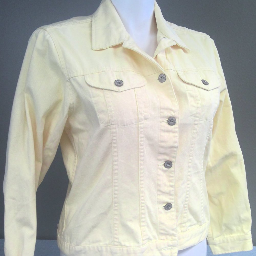Eddie Bauer Jean Denim Jacket Light Yellow Cotton Women's Large